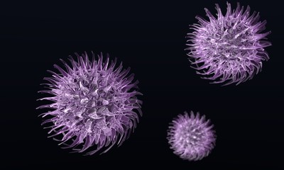 3d microscopic view of virus in dark environment