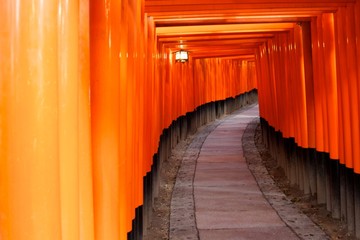 Torii wooden gates Kyoto