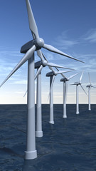 Offshore wind turbines in portrait composition
