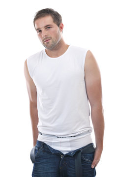 healthy fit young man islated on white background