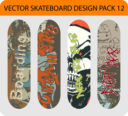 Vector pack 12 with four skateboard design
