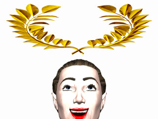 golden laurel wreath perspective from below