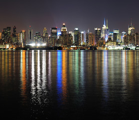 Fototapeta na wymiar New York City Manhattan midtown skyline at night