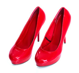 Woman shoes on white background.