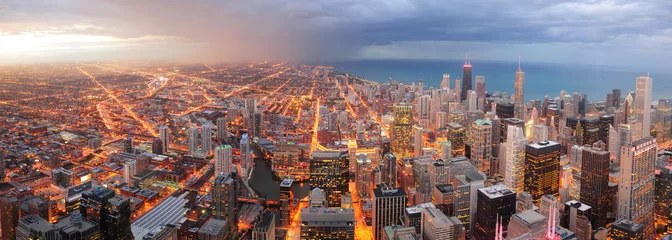 Fototapeten Luftpanorama der Innenstadt von Chicago © rabbit75_fot