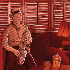 Abwaschbare Fototapete Musik Band Saxophonist