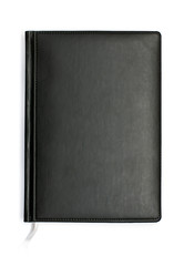 black notebook on white background