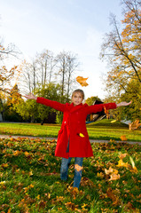 Girl in the autumnal leafs