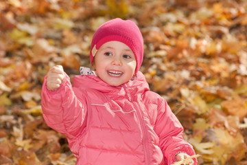 Little girl in the autumn park