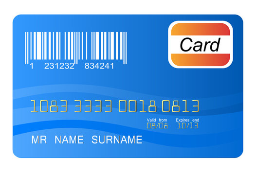 Blue credit card vector, highly detailed, vector