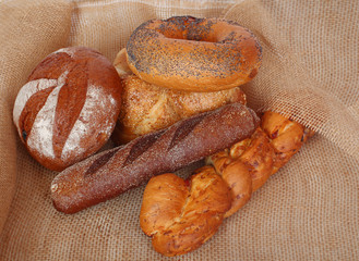 Various bread products.