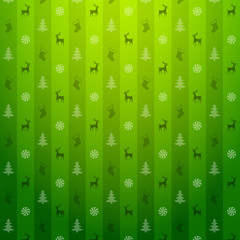 Christmas green background with deers and christmas tree