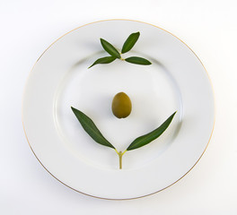 Olive on plate