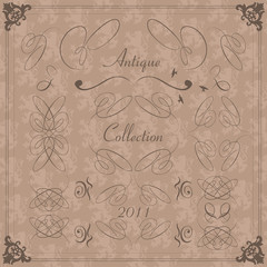 Vintage hand drawn floral elements illustration collection