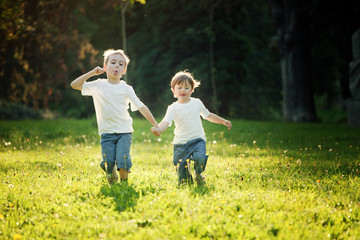 Fototapeta premium Children Running in Meadow