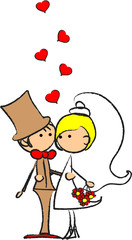 Свадебная фотография, жених и невеста в любви, вектор