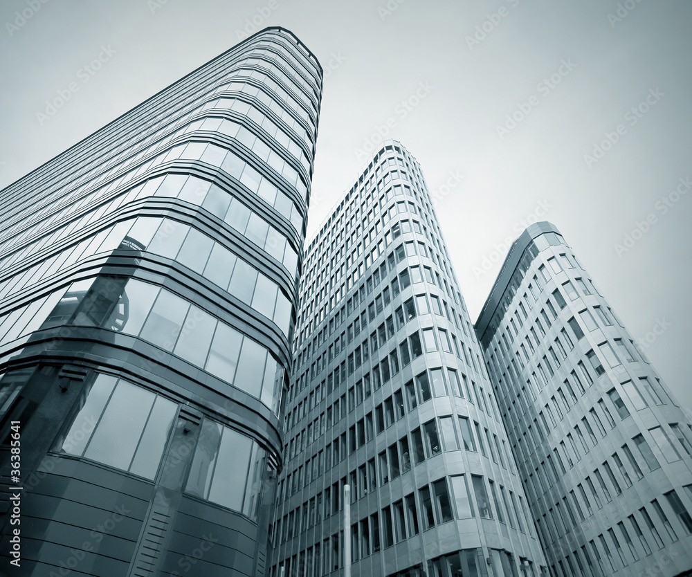 Wall mural blue pane of glass transparent skyscrapers