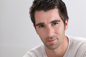 Fototapeta premium Portrait of man on white background