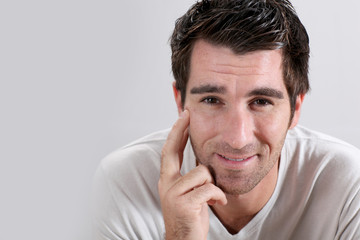 Portrait of man on white background