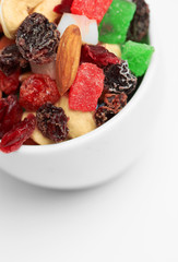 mix dried fruits and nuts in cup