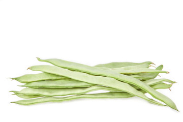 Green beans on white background