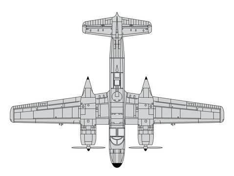 high detailed vector illustration of old military airplane