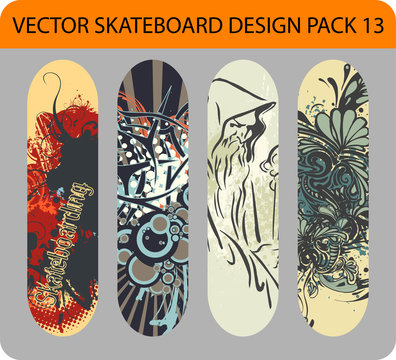 Vector pack of 4 skateboard designs