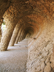 Barcelona: amazing arches and columns from Park Guell by Gaudi