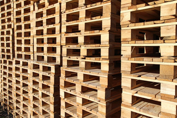 detail of stock wood pallet under sun light