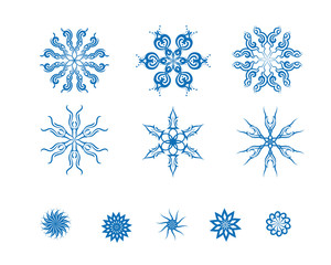 Fototapeta premium Set of blue snowflakes