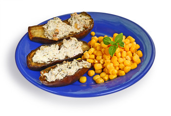 Baked egg-plants with curd