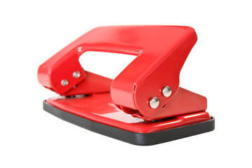 Red office paper hole puncher