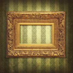 vintage texture with grunge effects and golden frame