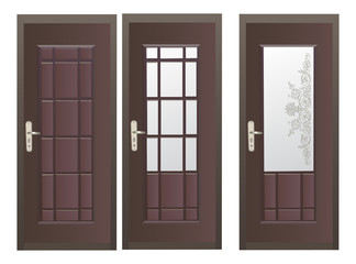 three dark doors isolated on white
