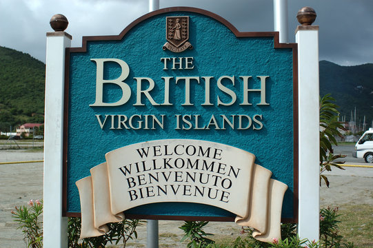 Welcome sign on the island of Tortola, British Virgin Islands