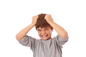 Kind, Junge rauft sich die Haare - Wut, Zorn, Ärger