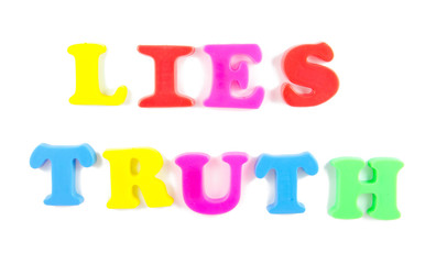 lies and truth written in fridge magnets