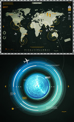 infographics elements of the world map, and sonar