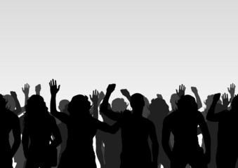 Protesters crowd landscape background illustration