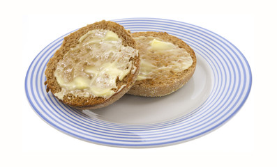 English muffins buttered