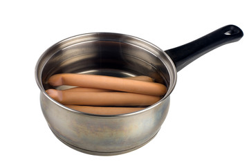 Sausages in boiling water