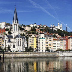 Saone river and church