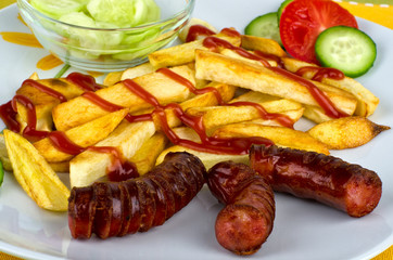 Sausages with french fries