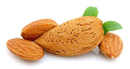 almonds with a leaf