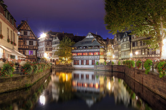 Petite-France at night, Strasbourg, France
