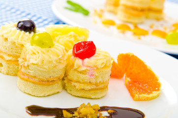 Tasty sweets in the plate