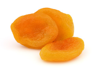Dried apricots on a white background