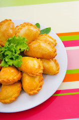 Patties stuffed with meat in the plate