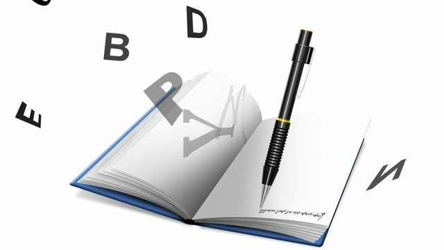 Video book or notebook and pencil