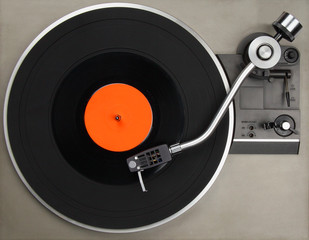 Record player with vinyl record - Powered by Adobe